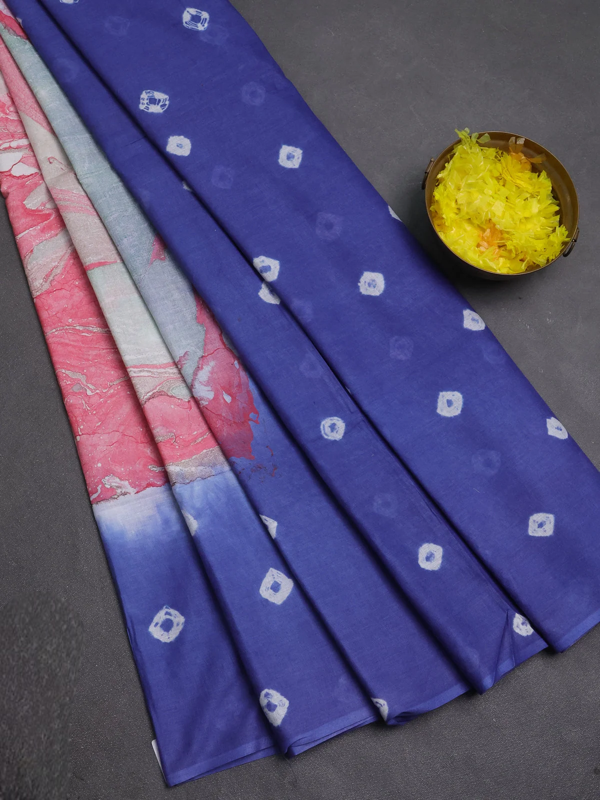 Batik Cotton Saree - Multicolour and Blue